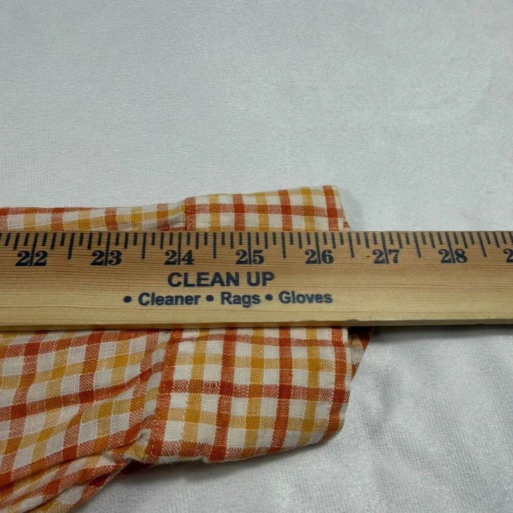 Banana Republic Classic Men's XL Orange White‎ Check 100% Linen Shirt
